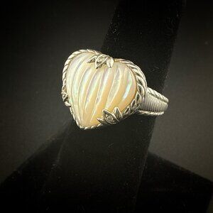 Judith Ripka Ring Heart Mother of Pearl Carved Sterling Silver size 7 Love 925